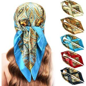 5PCS Satin Silk Head Scarves
